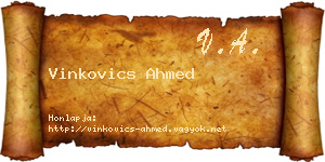 Vinkovics Ahmed névjegykártya